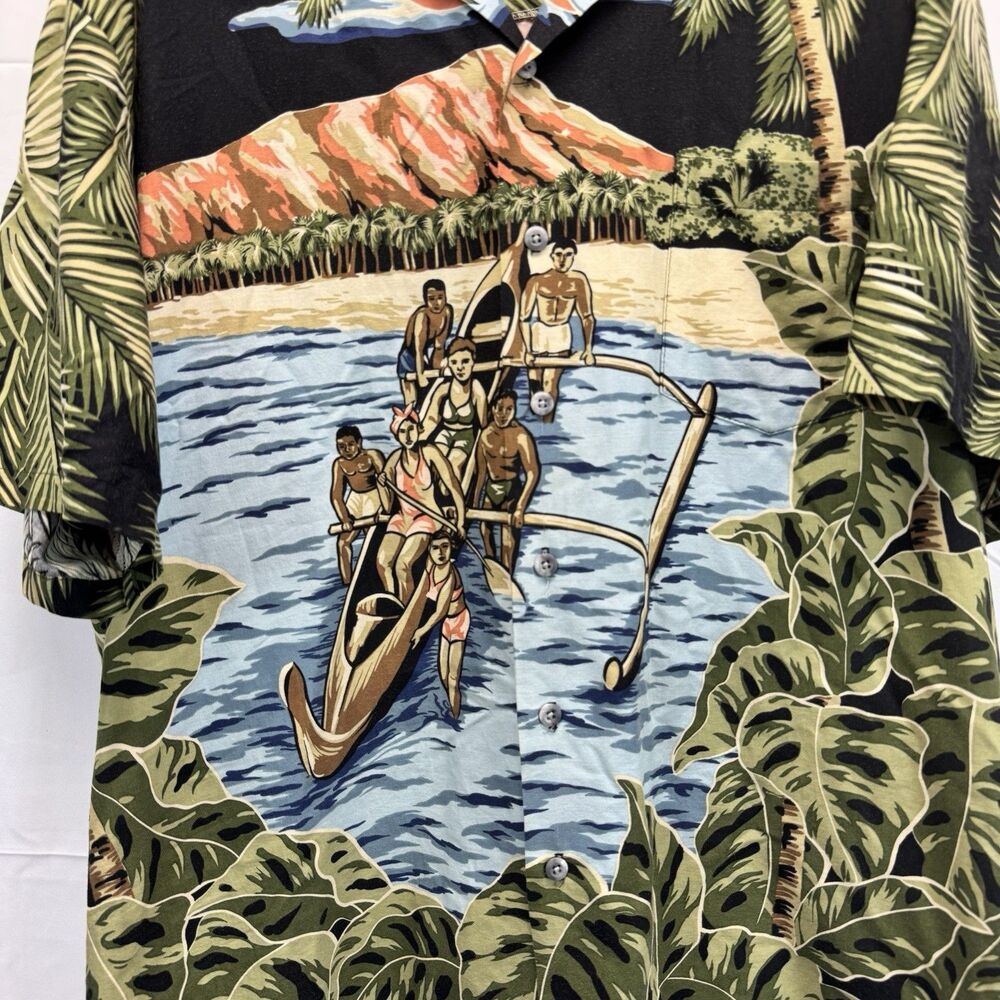 Kalaheo Kamehameha Hawaiian Aloha Camp Shirt L Diamond Head Vtg Boat Sun Surf - Picture 3 of 7